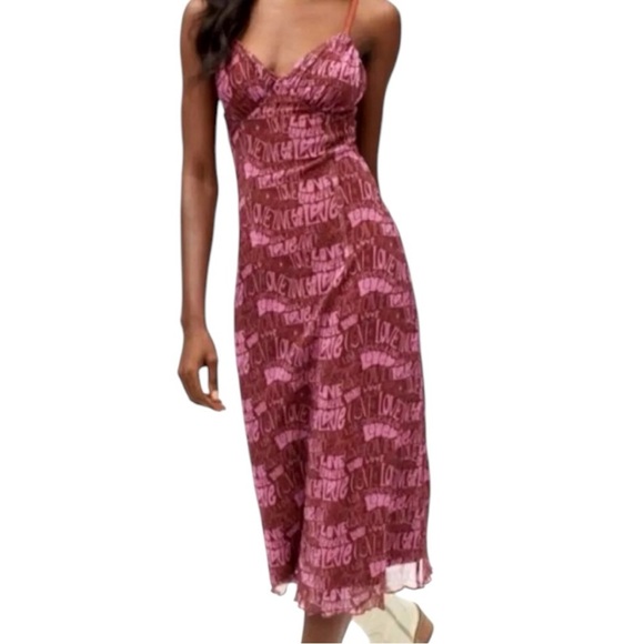 Urban Outfitters LOVE Print Maxi Dress - Size Large - Picture 2 of 14
